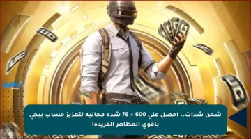 شحن شدات.. احصل على 600 + 78 شدة مجانية لتعزيز حساب ببجي بأقوى المظاهر الفريدة!